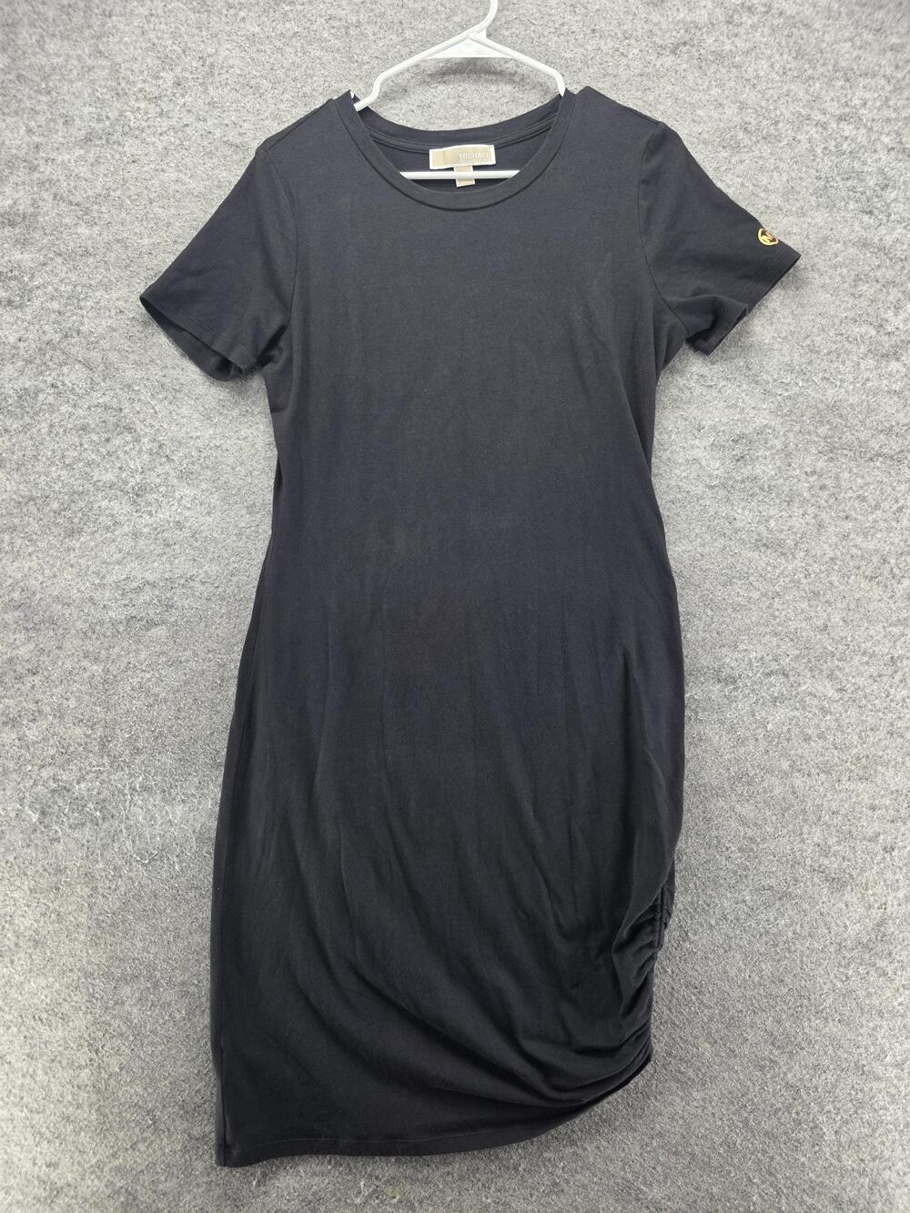 MICHAEL Michael Kors Dress Womens M Black T-Shirt Dress Bodycon Midi Ruched